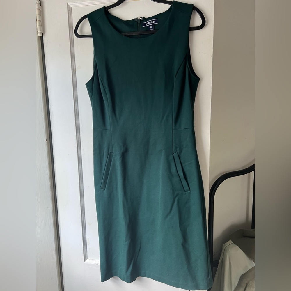 Lands’ End High Neck Sleeveless Sheath Dress with pockets NWOT